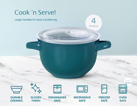KooK porcelain bowls add rustic charm to dinner presentations and casseroles.