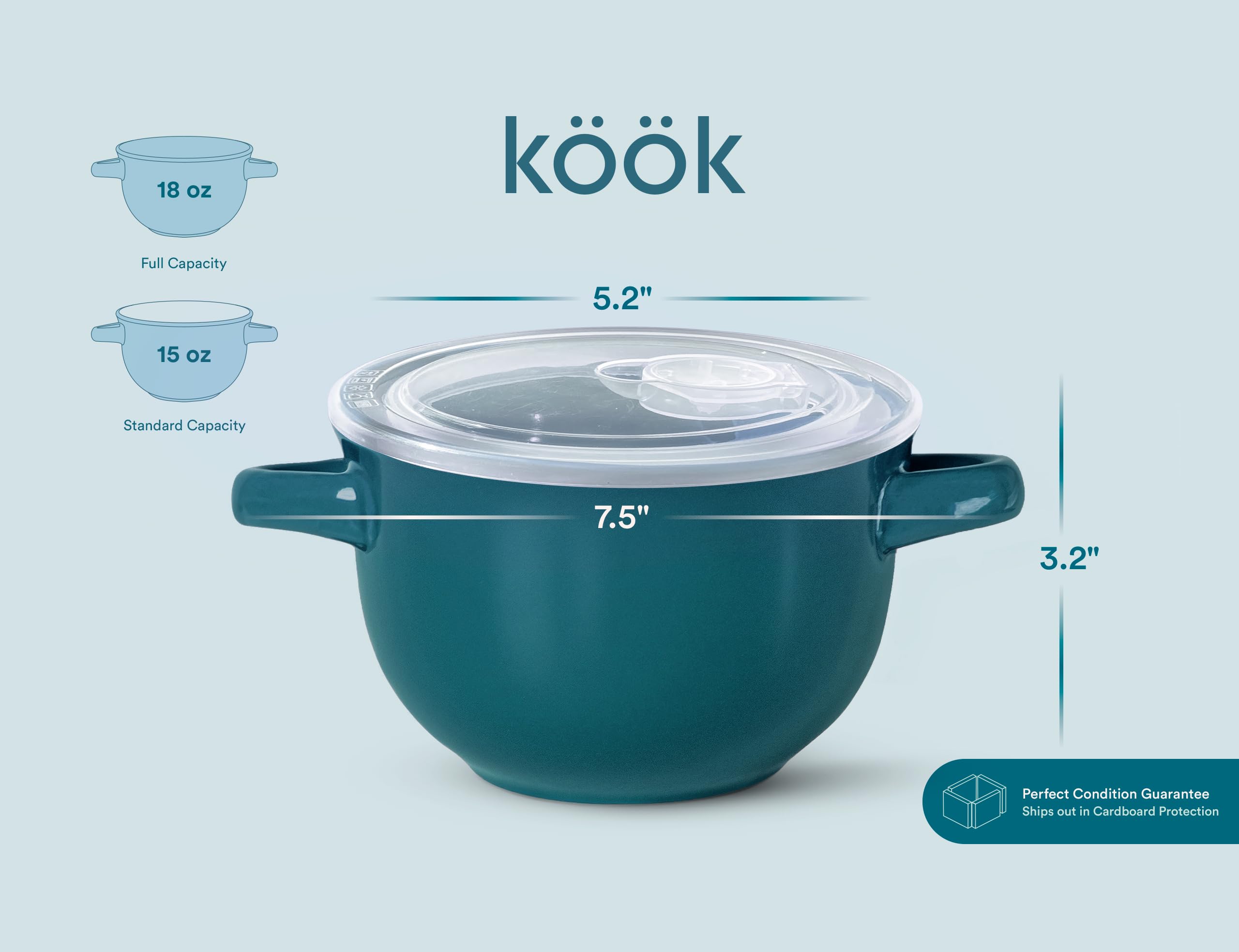KooK dishwasher and microwave safe ceramic bowls for everyday use.