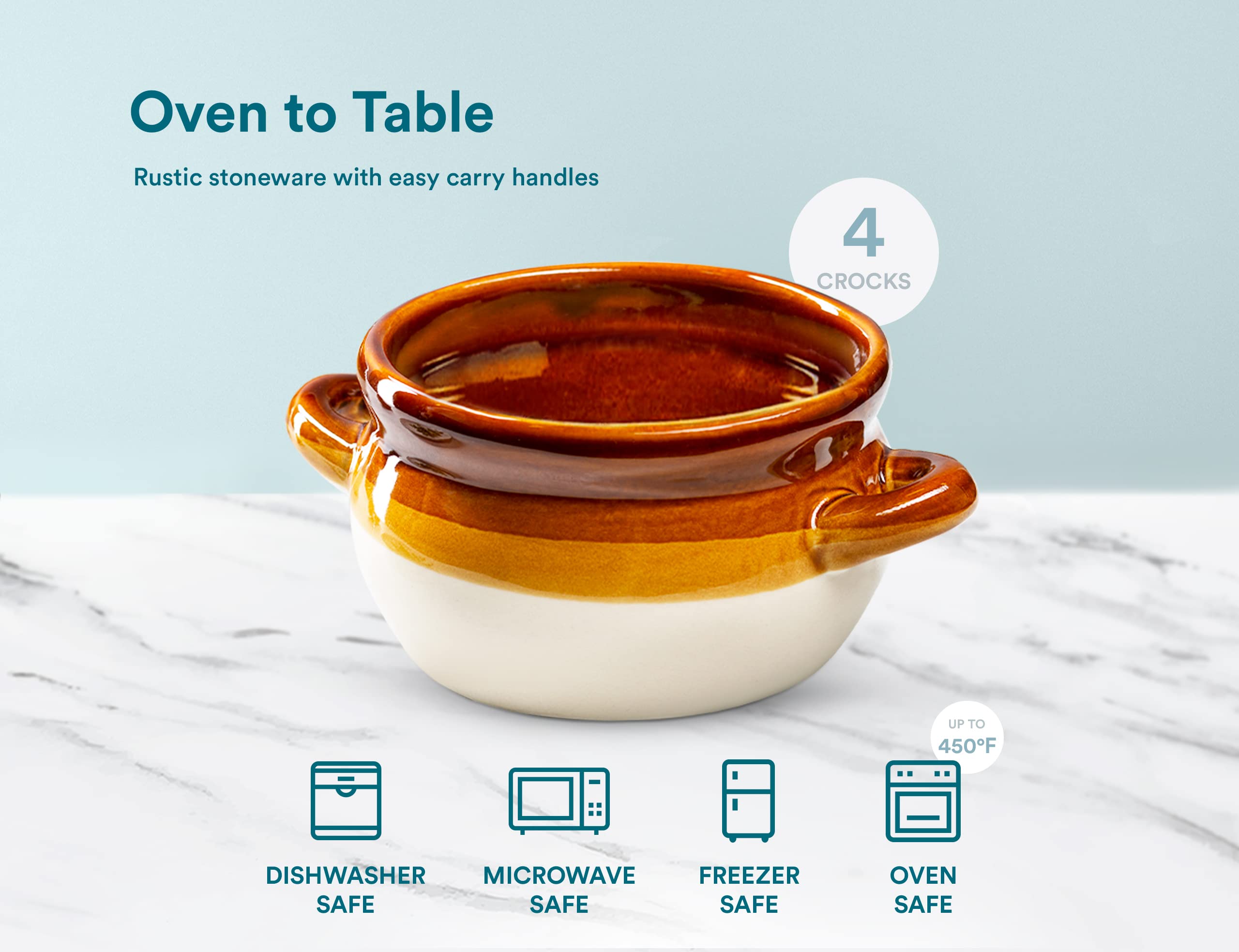 KooK dishwasher-safe and microwave-safe stoneware for quick cleanup and reheating.