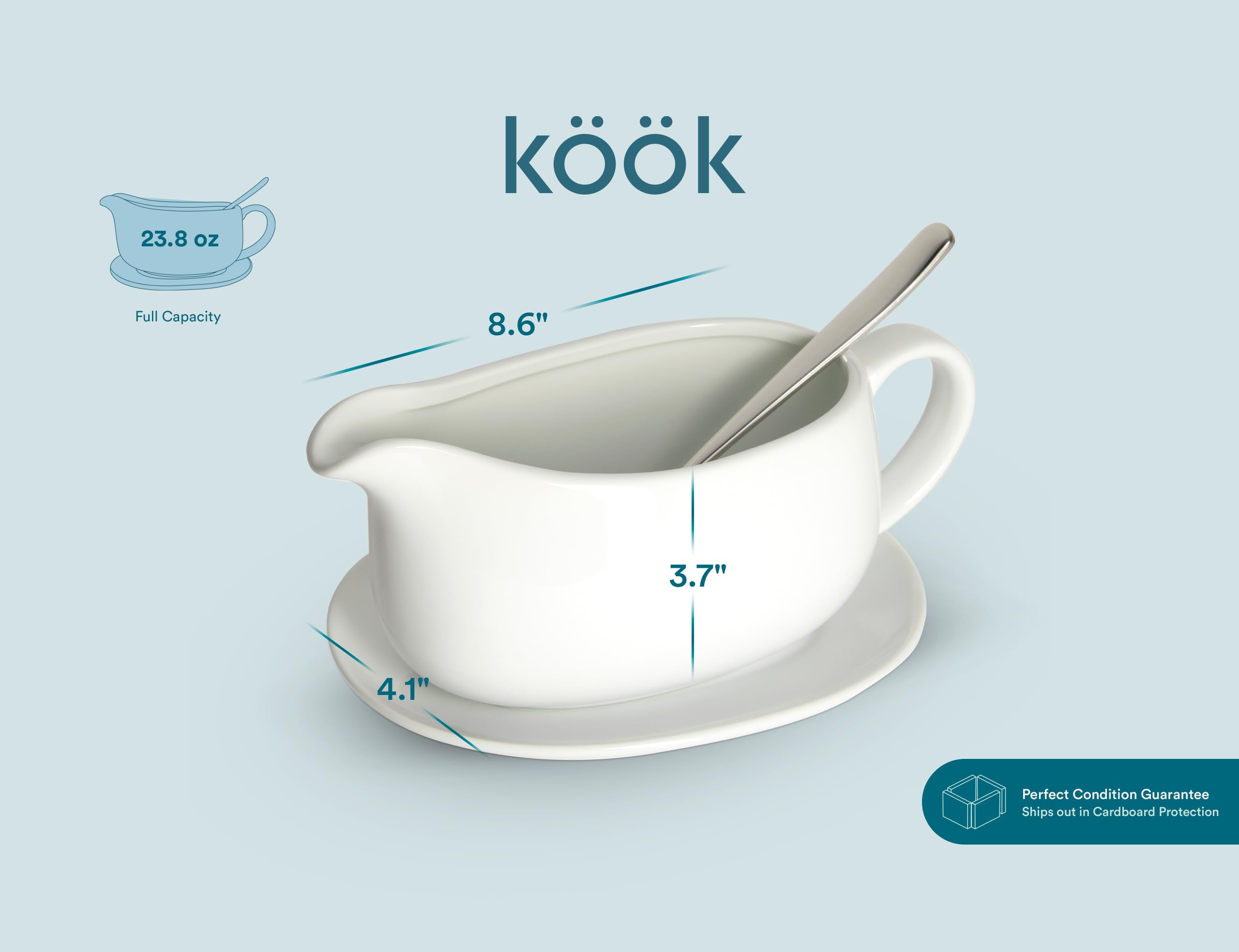 Kook porcelain finish complements any table setting with a gentle gloss