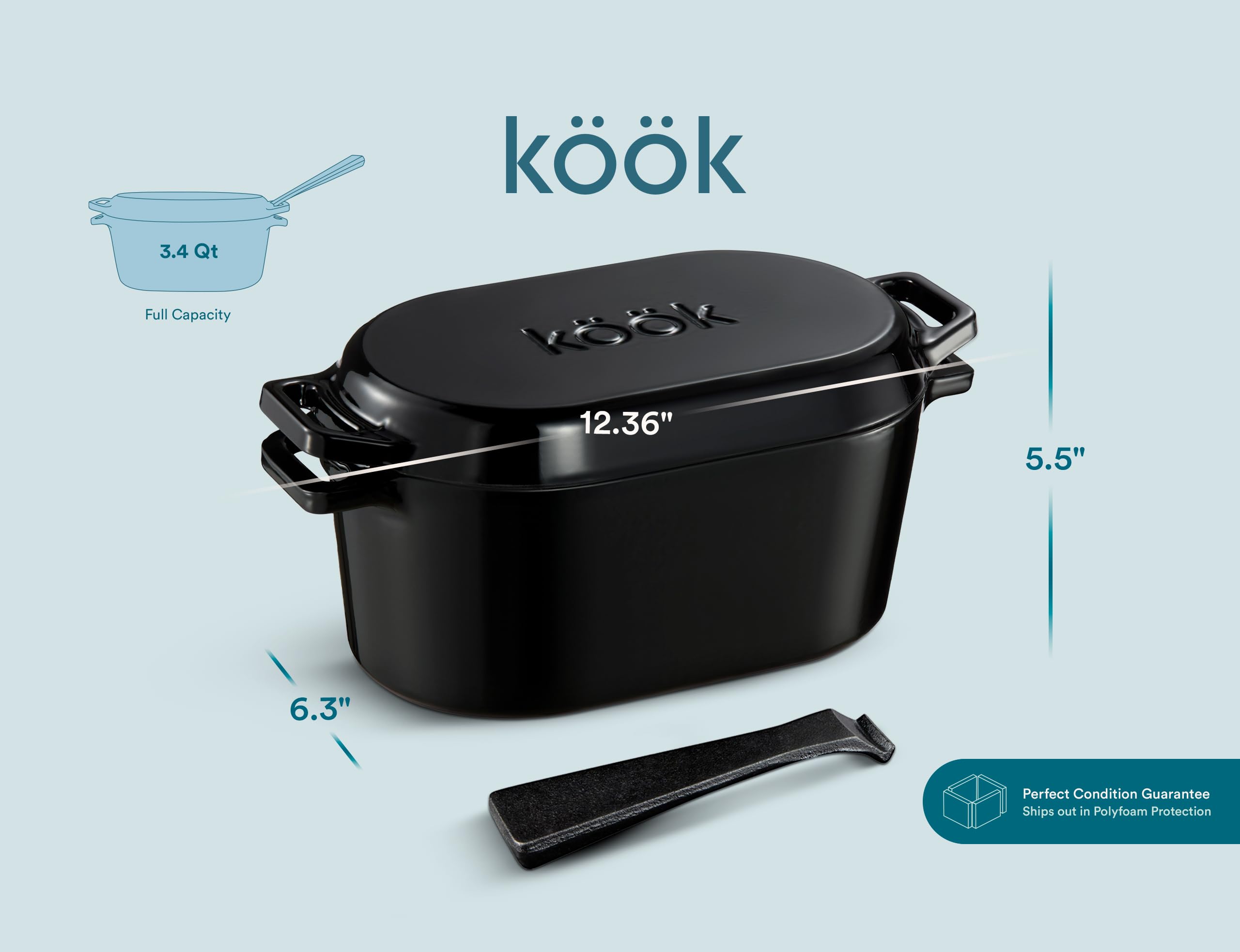 KooK Dutch Oven dishwasher-safe enamel for easy cleanup
