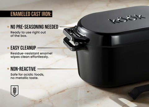 KooK Dutch Oven enameled cast iron for versatile cooking