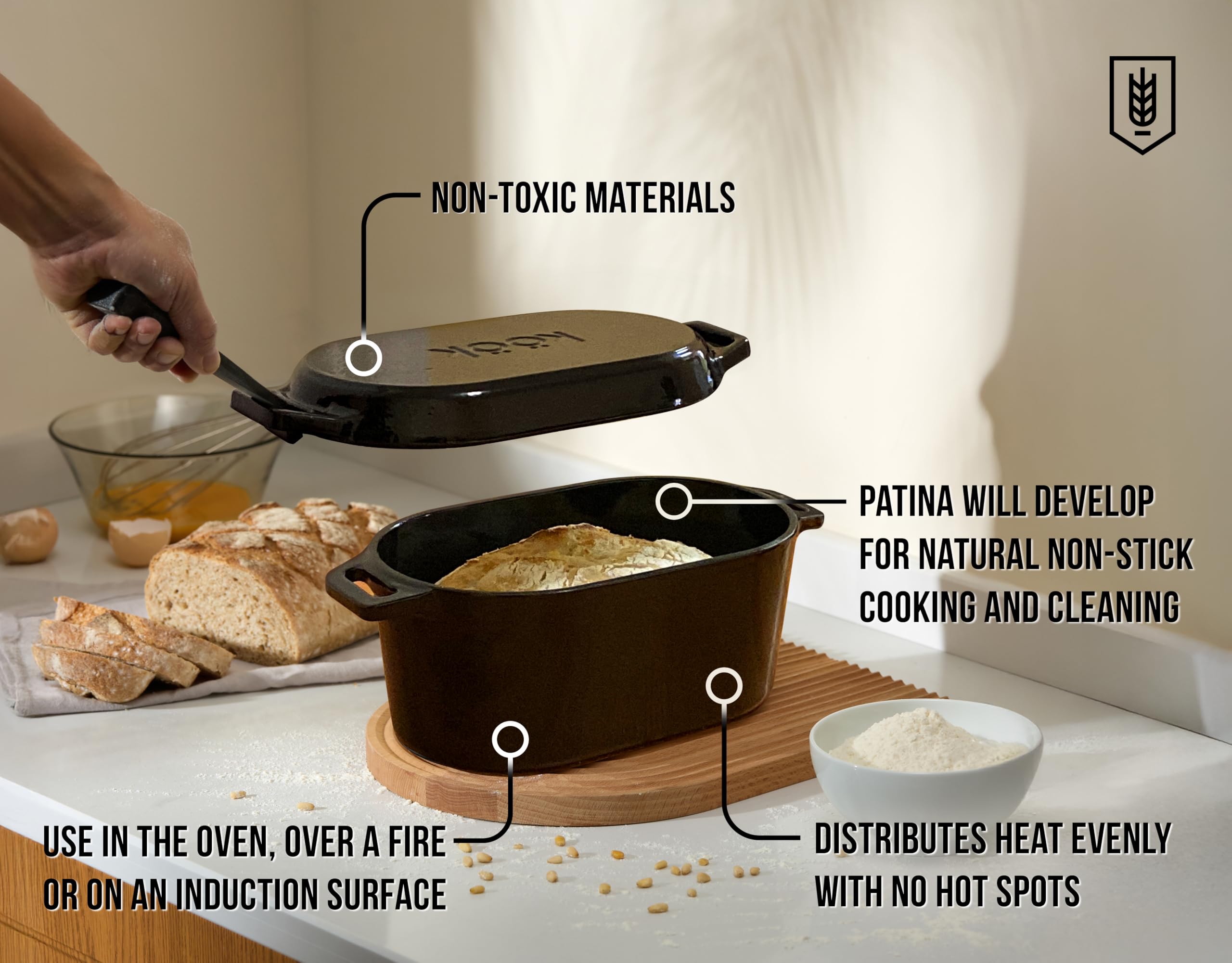 KooK Dutch Oven provides even heat for consistent baking