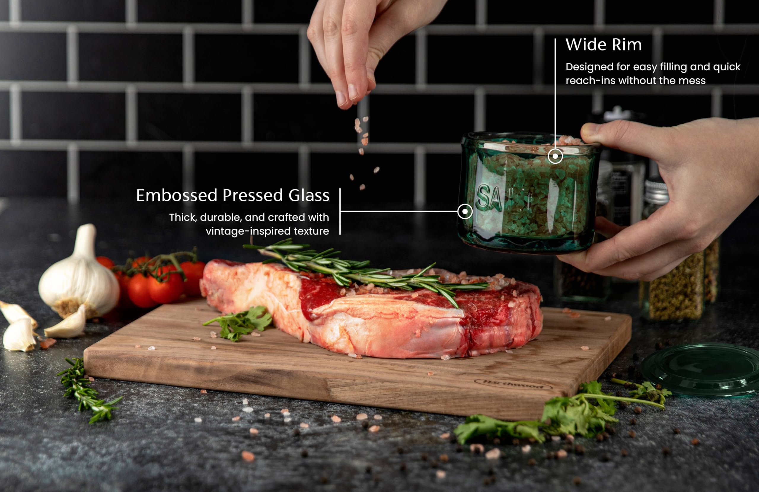 KooK embossed pressed glass detail showing durability and classic charm