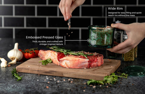 KooK embossed pressed glass detail showing durability and classic charm