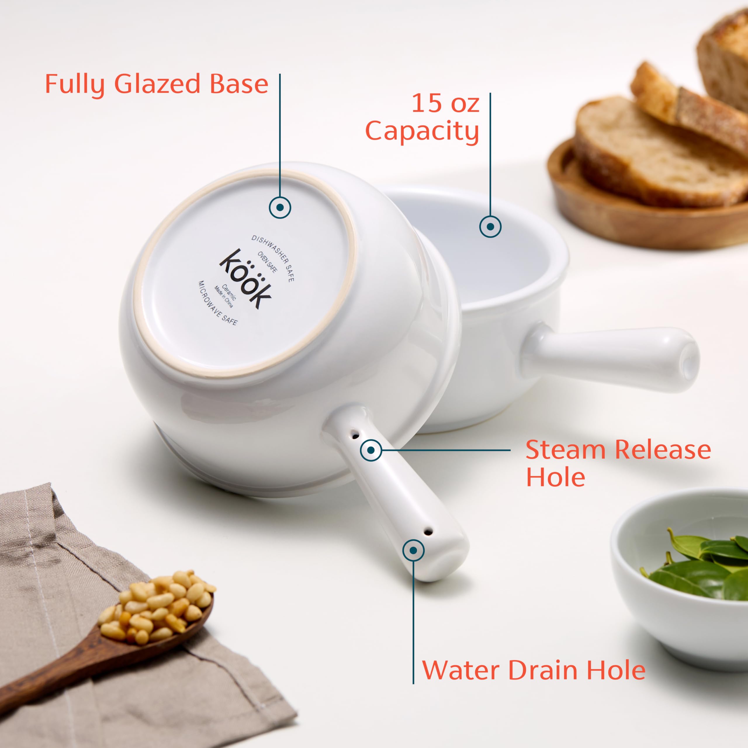 KooK 15 oz bowls ideal for personal servings of soups and stews