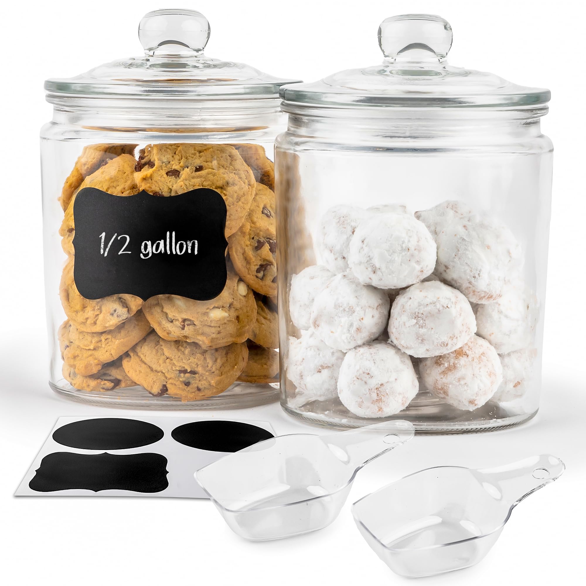 KooK half-gallon glass storage container set of two with airtight lids for pantry organization