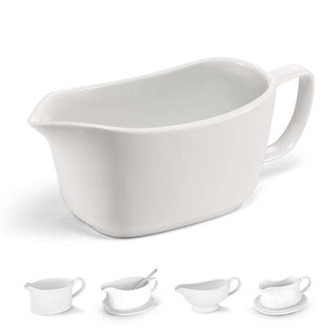 Kook Gravy Boat front view in snow-white ceramic for sauces and gravies