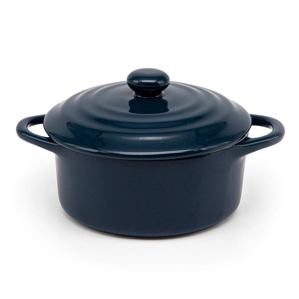 KooK 12oz navy cocotte serving dish for single portions and table service.