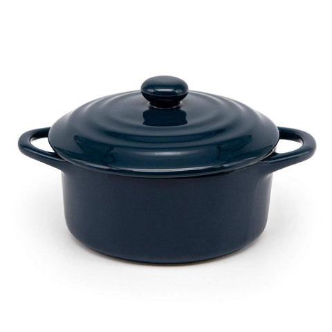 KooK 12oz navy cocotte serving dish for single portions and table service.