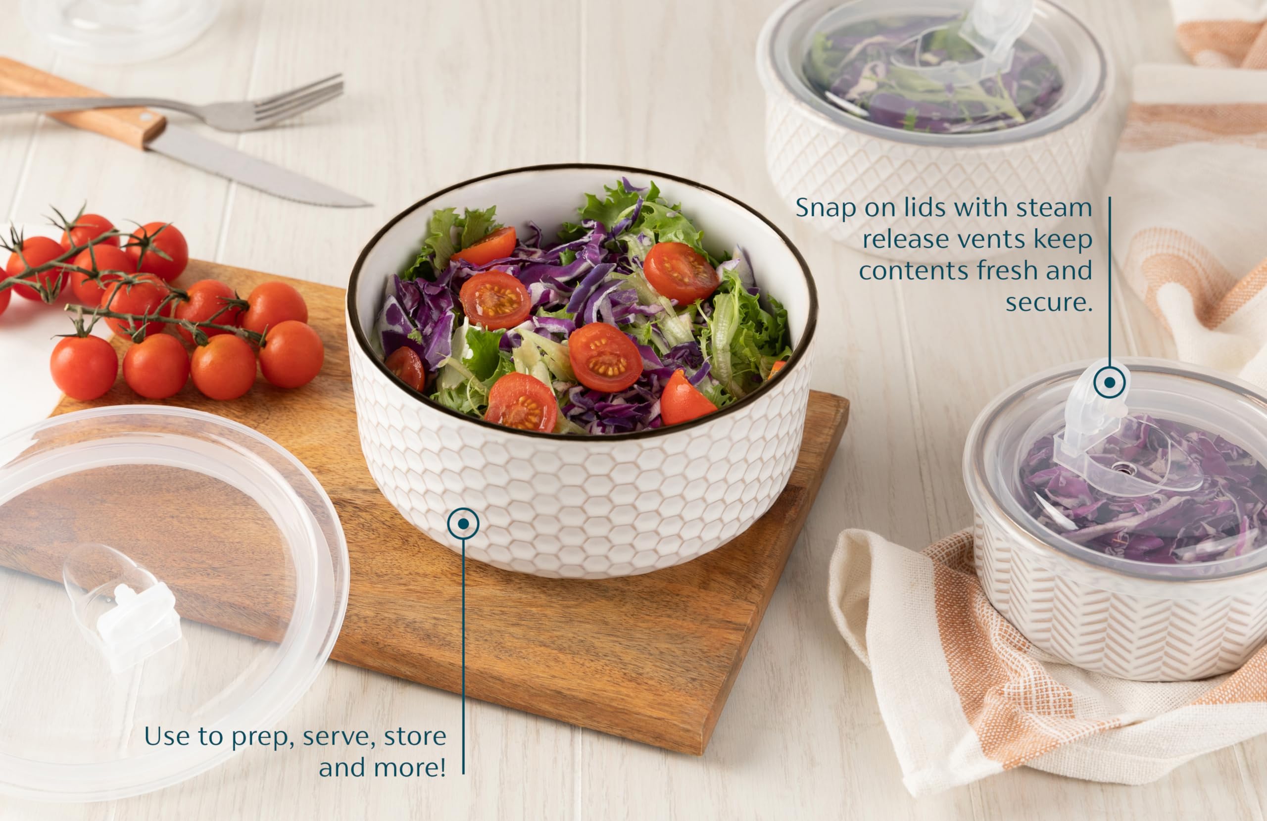 KooK Narbonne embossed ivory bowl 70oz for big batches and entertaining