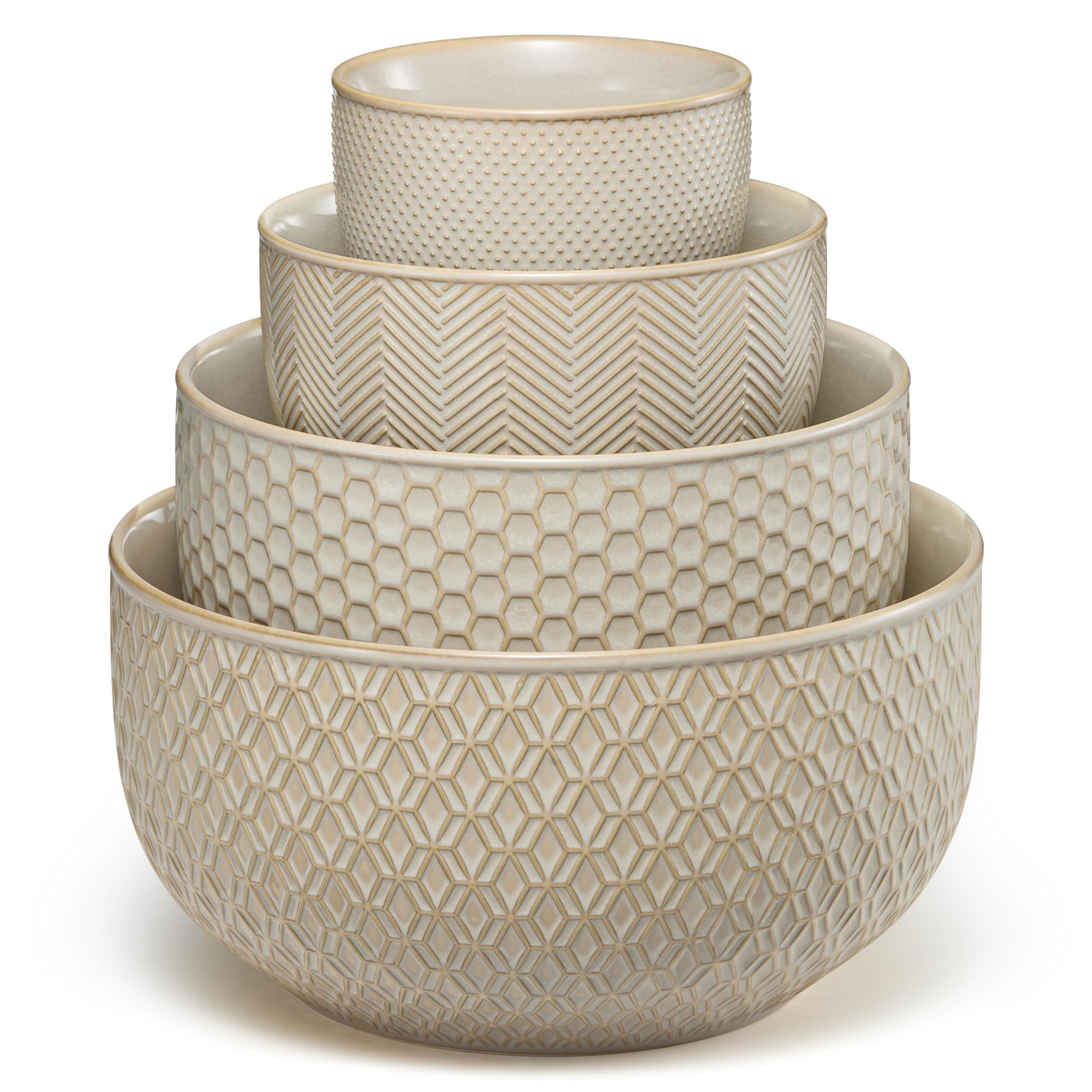 KooK Narbonne embossed nesting bowls for organized prep and stylish serving