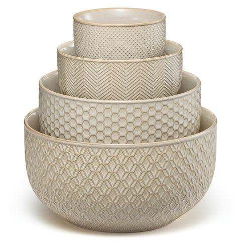 KooK Narbonne embossed nesting bowls for organized prep and stylish serving