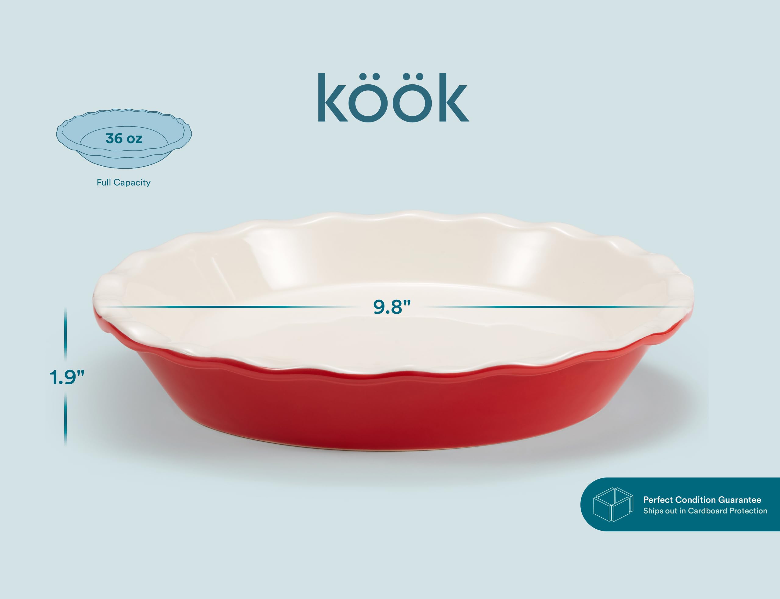 KooK Pie Pan easy-clean surface simplifies post-bake care.