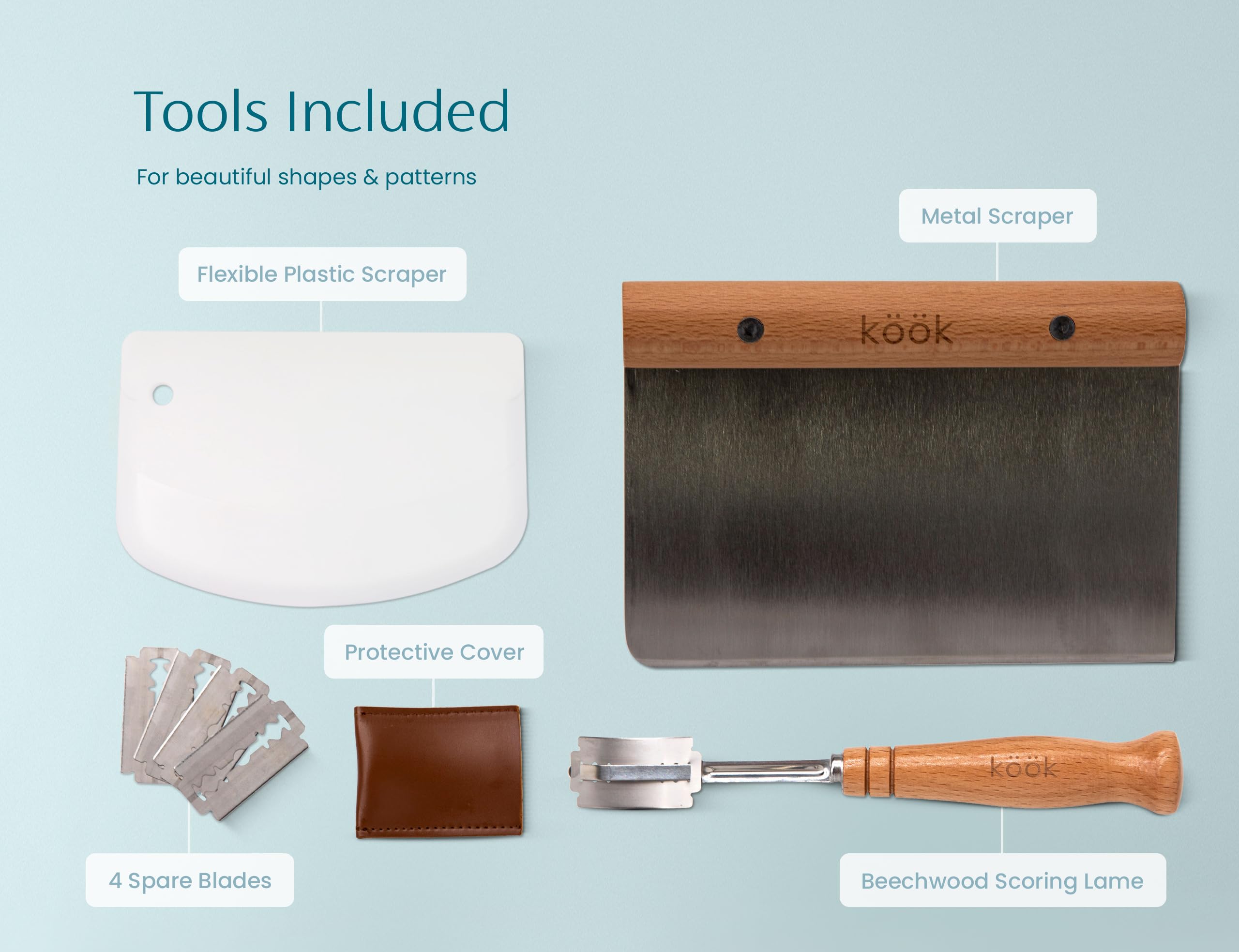 KooK Proofing Set plastic scraper aids flexible dough work