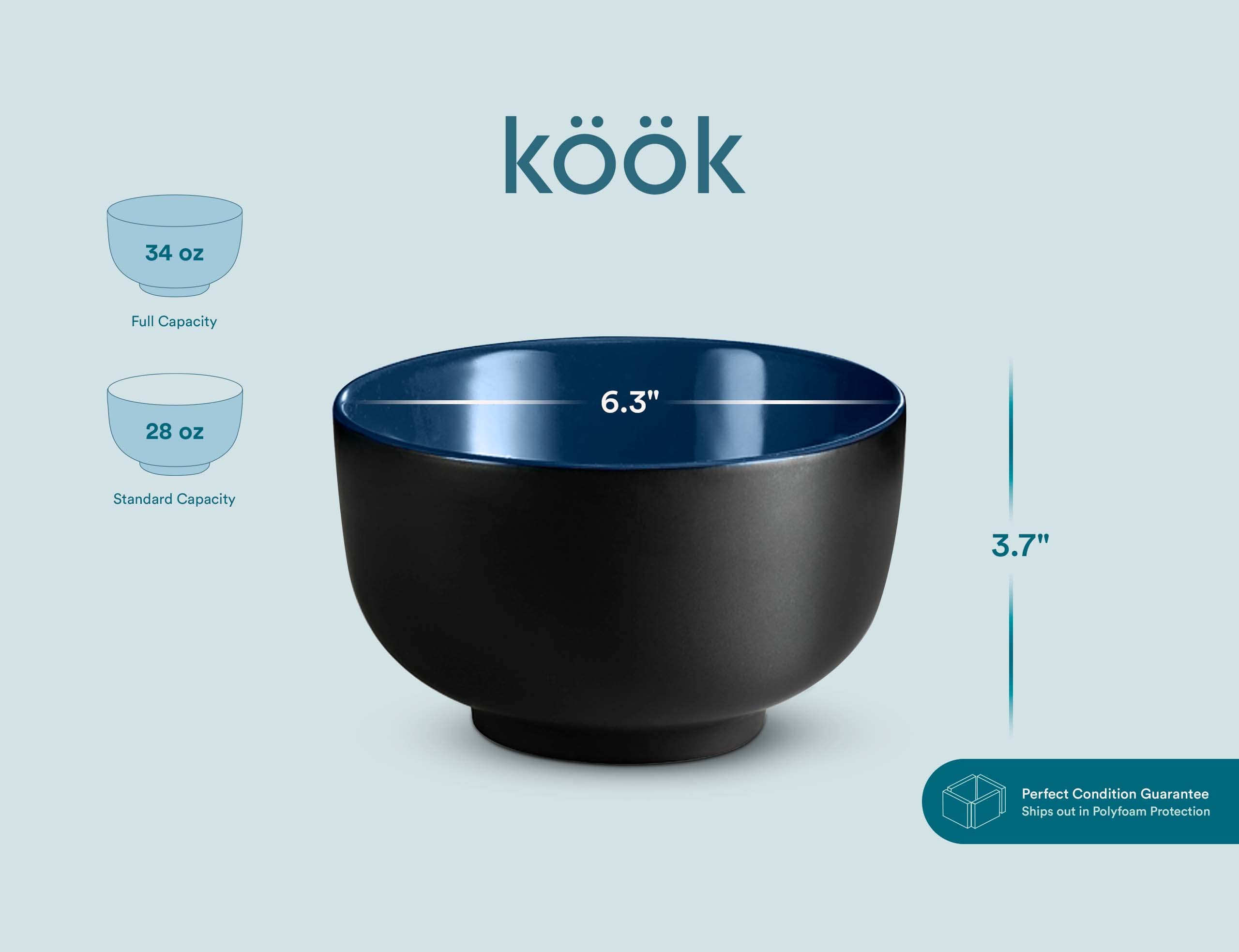 KooK footed base adds stability during busy family dinners.