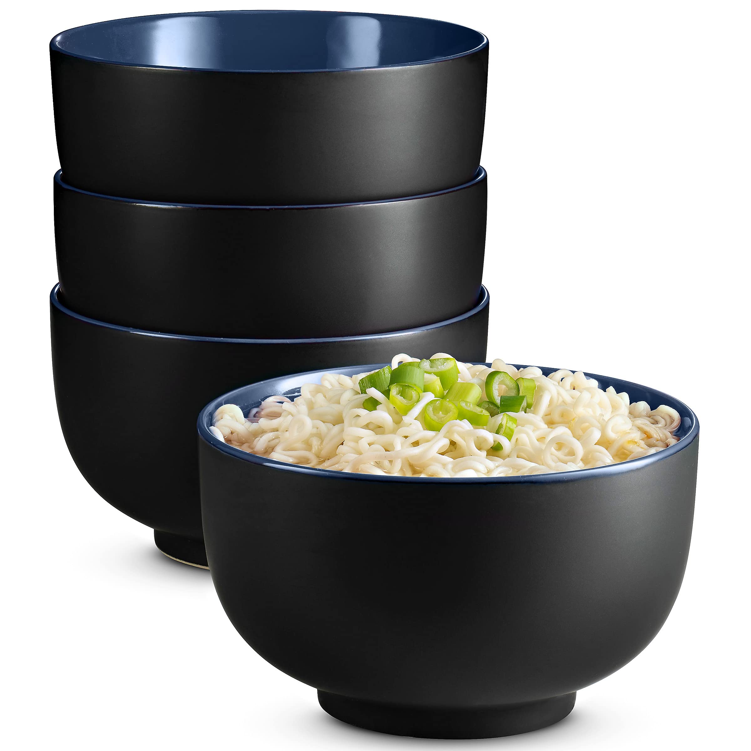 KooK ramen bowl set of four with exterior black finish, perfect for stylish noodle servings.