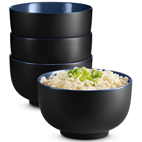 KooK ramen bowl set of four with exterior black finish, perfect for stylish noodle servings.