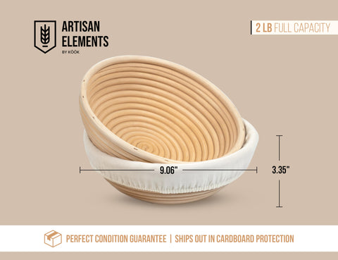 Two-basket KooK proofing set, ideal for versatile sourdough experiments.