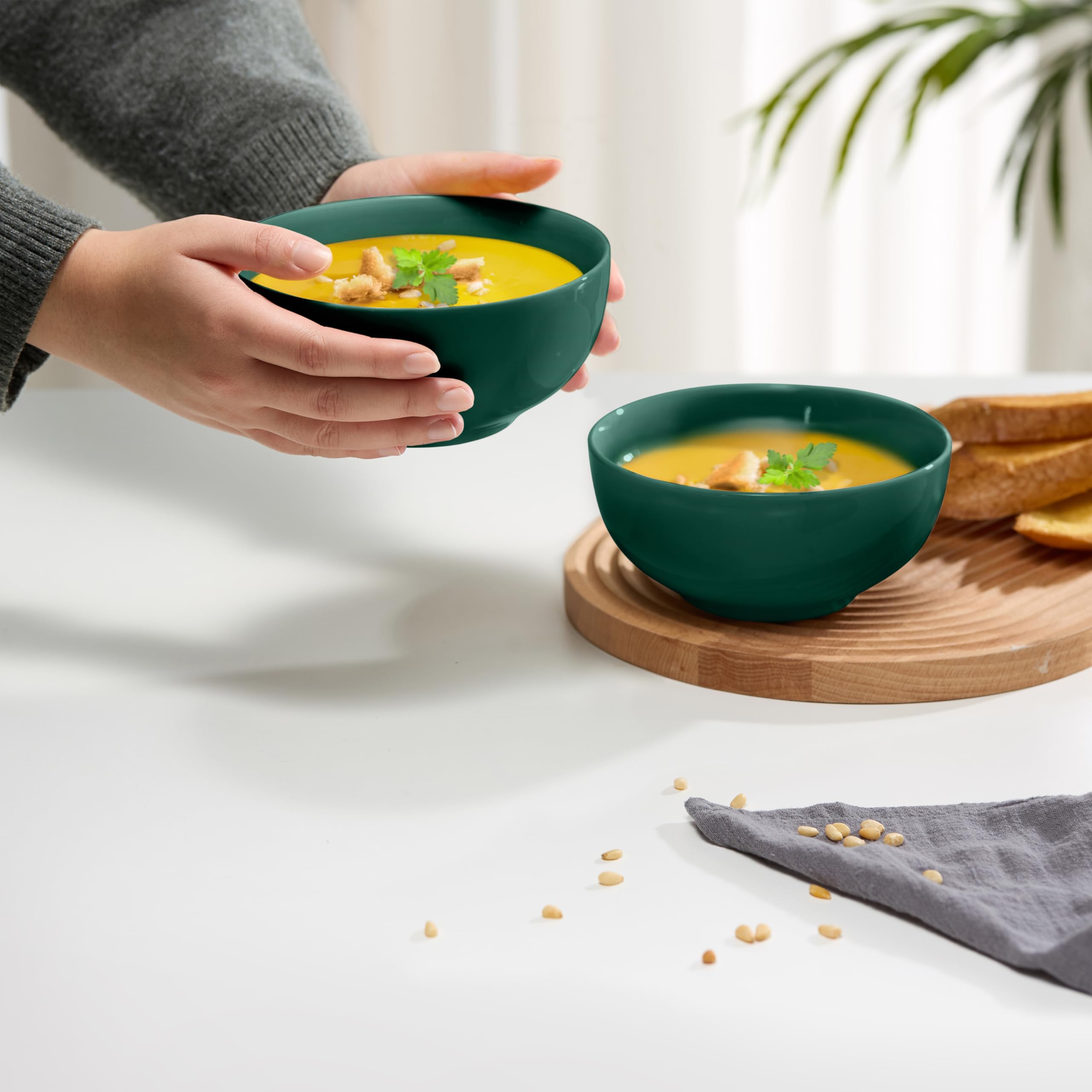 KooK soup bowls in hunter green glossy finish for everyday dining.