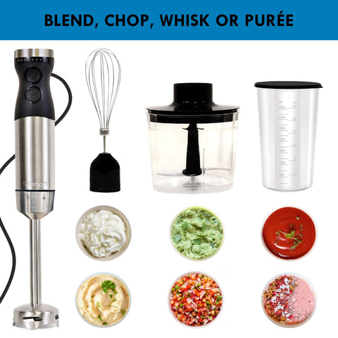 Koolatron Kenmore immersion blender stainless steel shaft for durable blending.