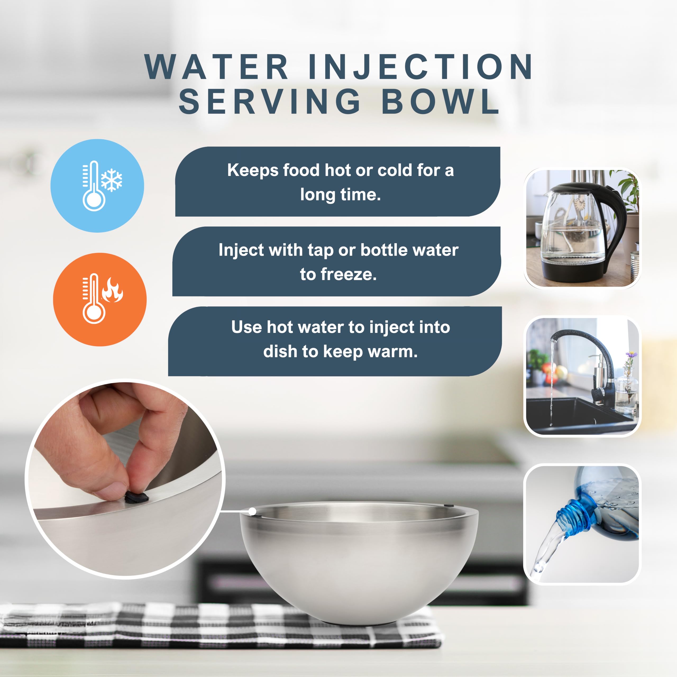 KoolCool Dip Chiller Bowl stainless steel construction provides durability.