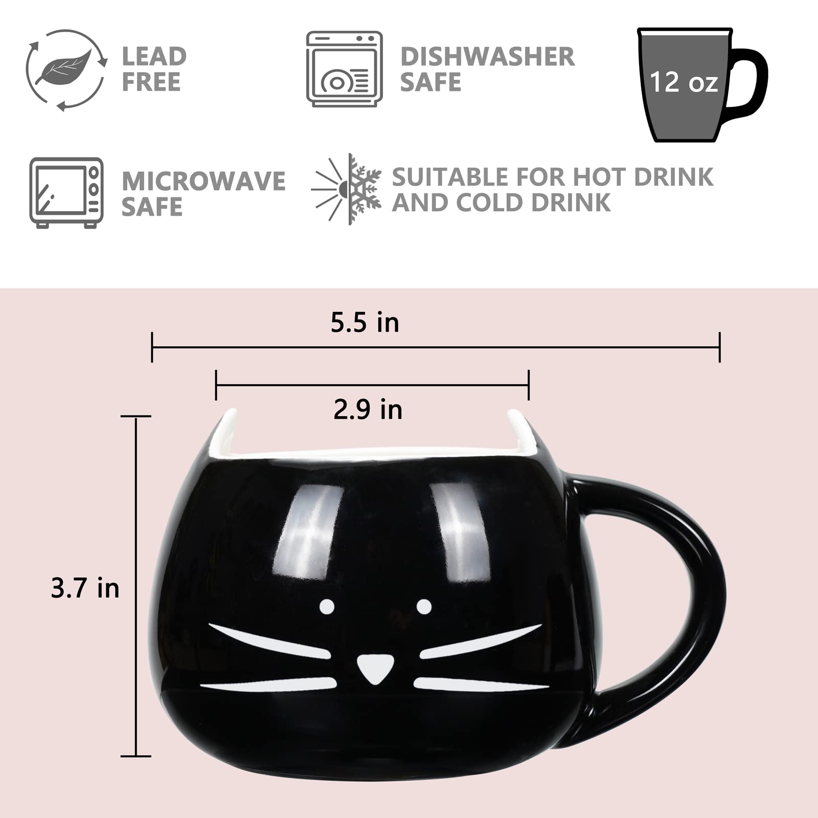 Koolkatkoo black cat mug with surprise interior, adds playful charm to tea or cocoa.