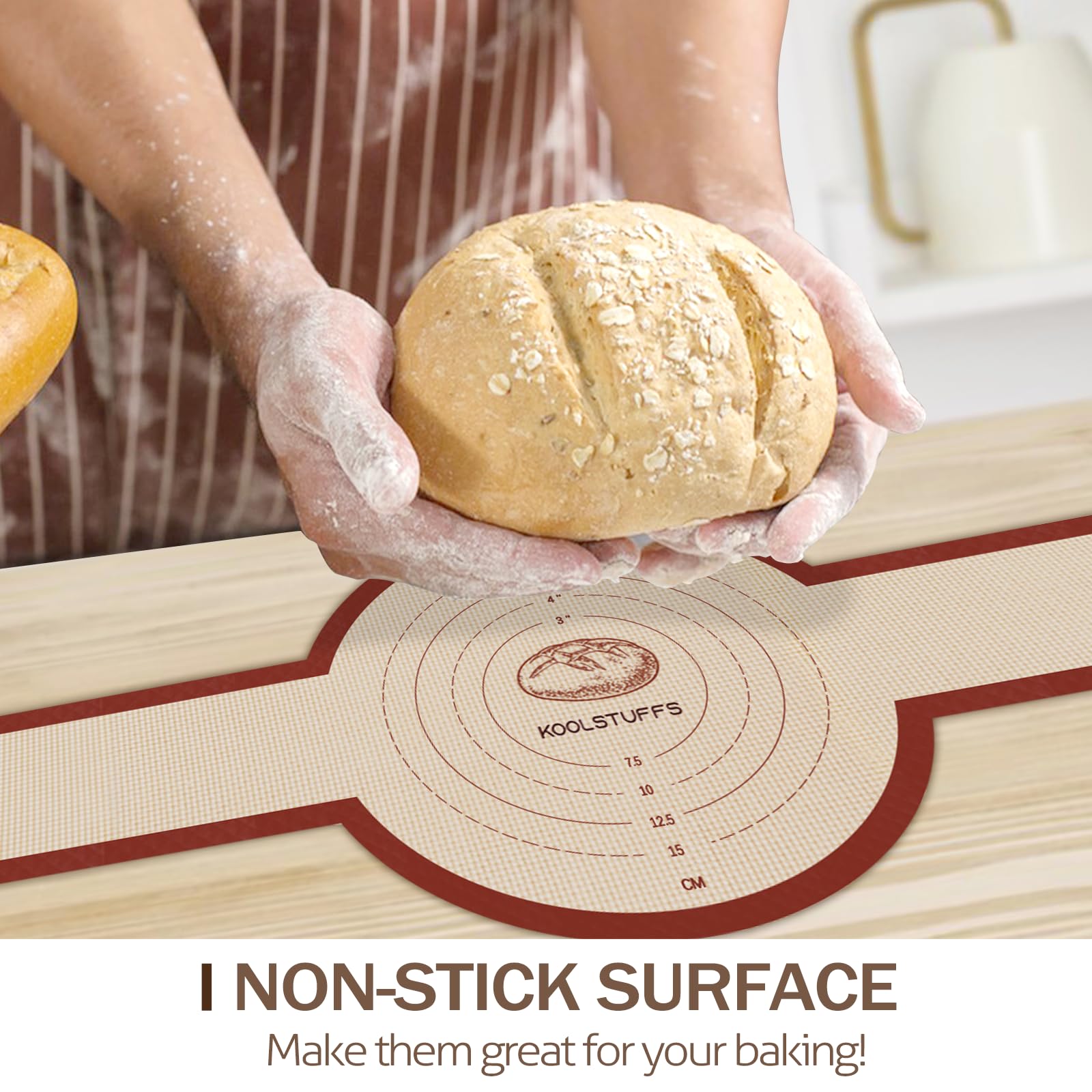 Koolstuffs long handle design aids safe transfer of bread from oven.