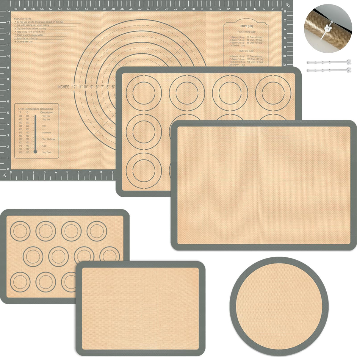 Koolstuffs 26x16 pastry mat with nonstick surface for easy dough handling