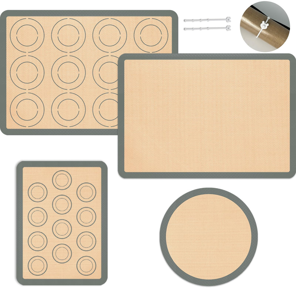 Koolstuffs silicone baking mat set: rectangular mats for cookies and sheet meals with easy release.