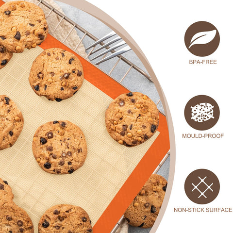 Koolstuffs silicone mats in use for cookies, macarons, and breads with even heat.