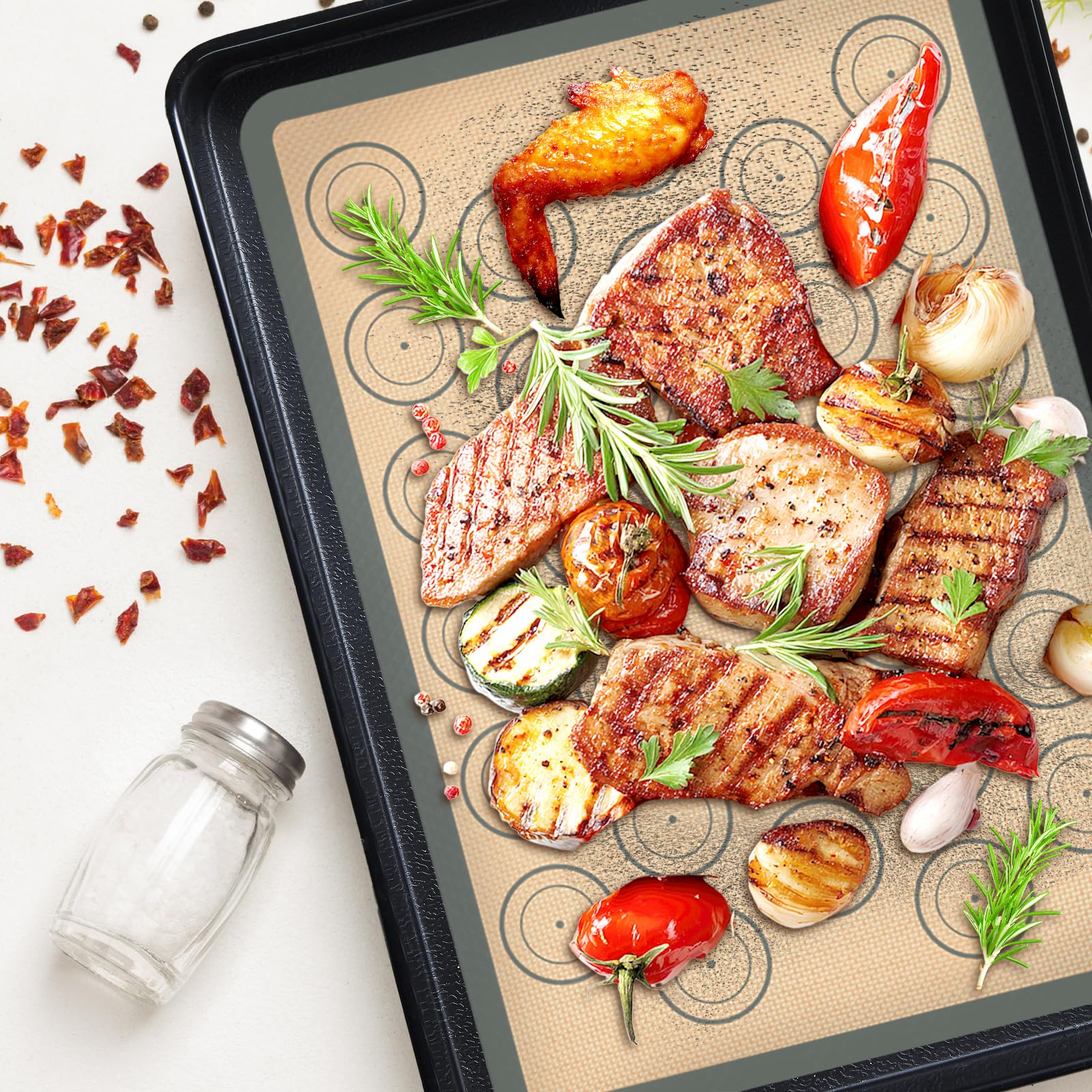 Koolstuffs mats on oven rack highlight heat-safe baking surface