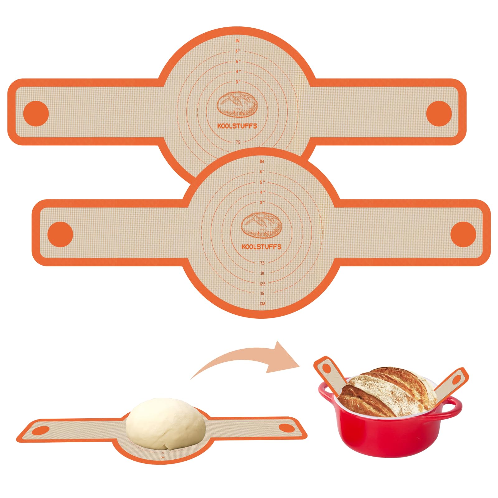 Koolstuffs silicone bread sling in Dutch oven with long handles for safe removal
