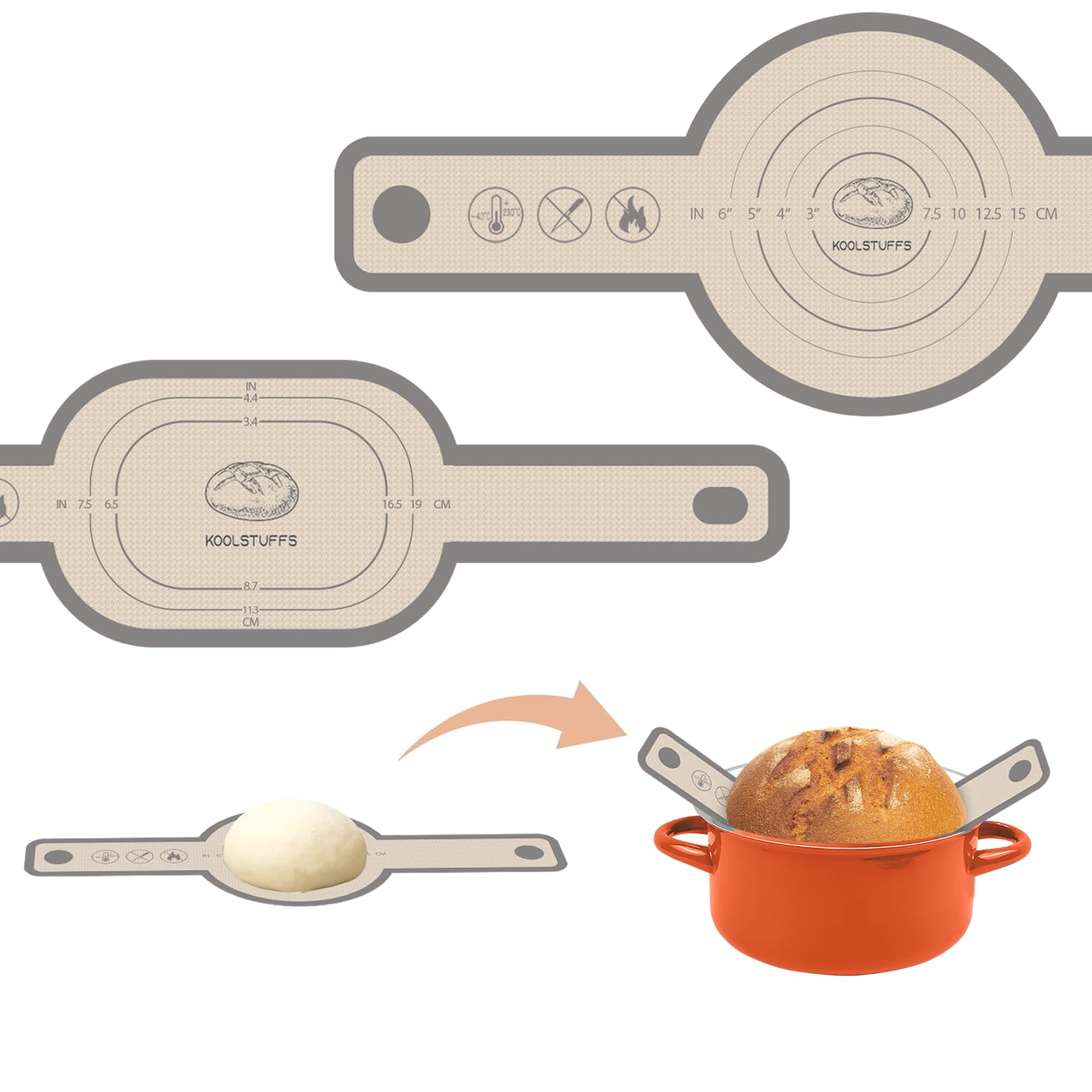 Koolstuffs silicone bread sling with ergonomic handles for safe hot transfer