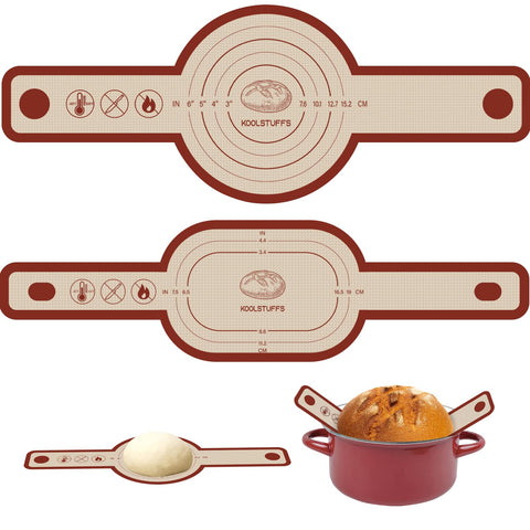 Koolstuffs silicone bread sling oval red for easy transfer from the Dutch oven.