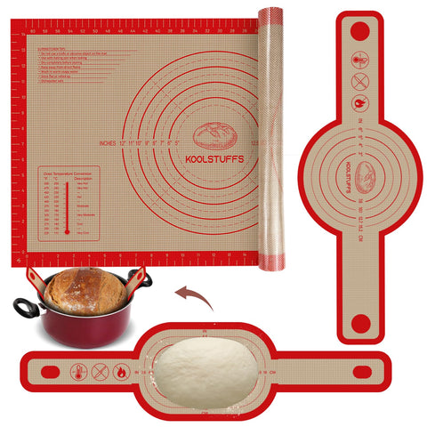 Koolstuffs silicone bread sling oval red with ergonomic long handles for safe oven transfer