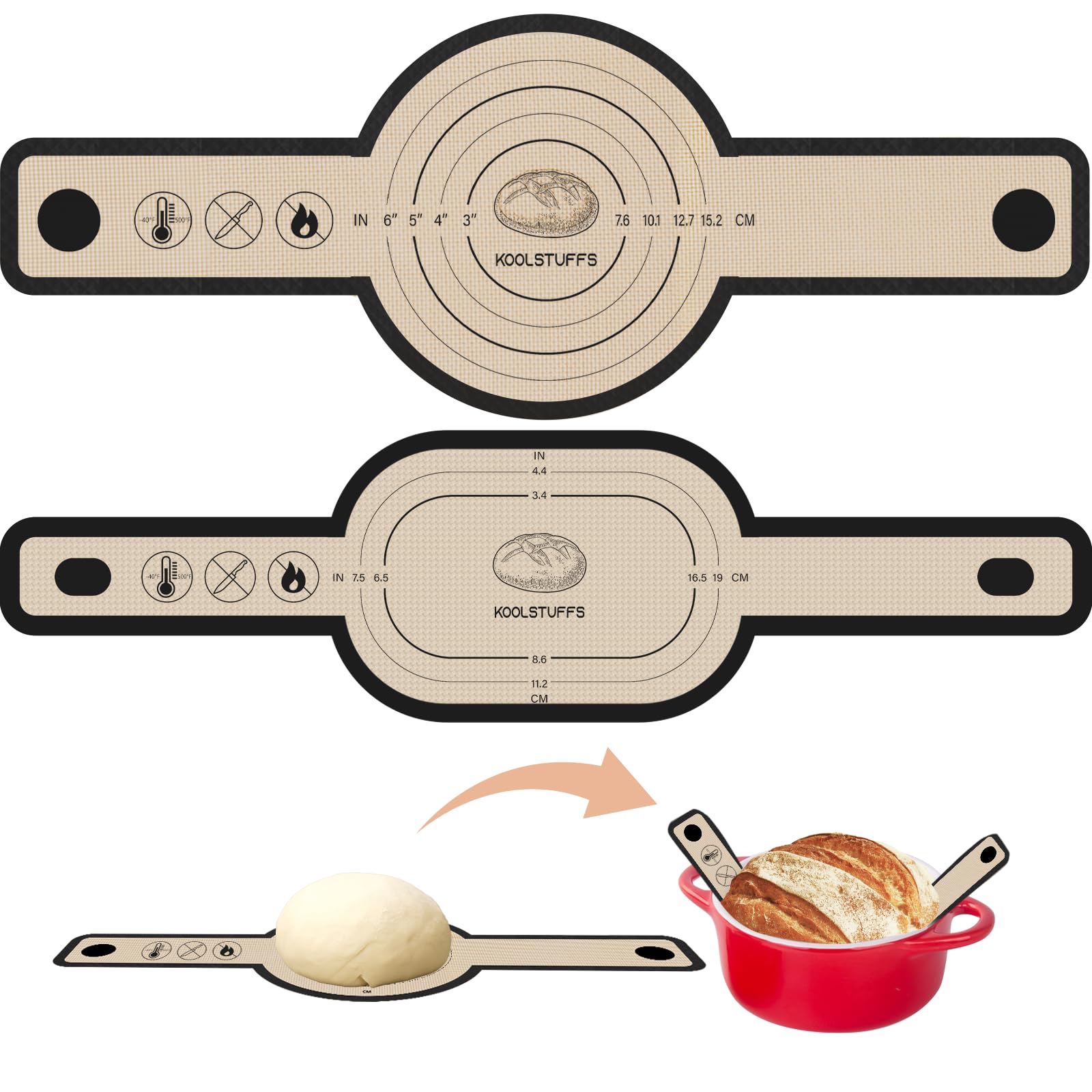 Koolstuffs silicone bread sling oval for safe transfer of hot bread