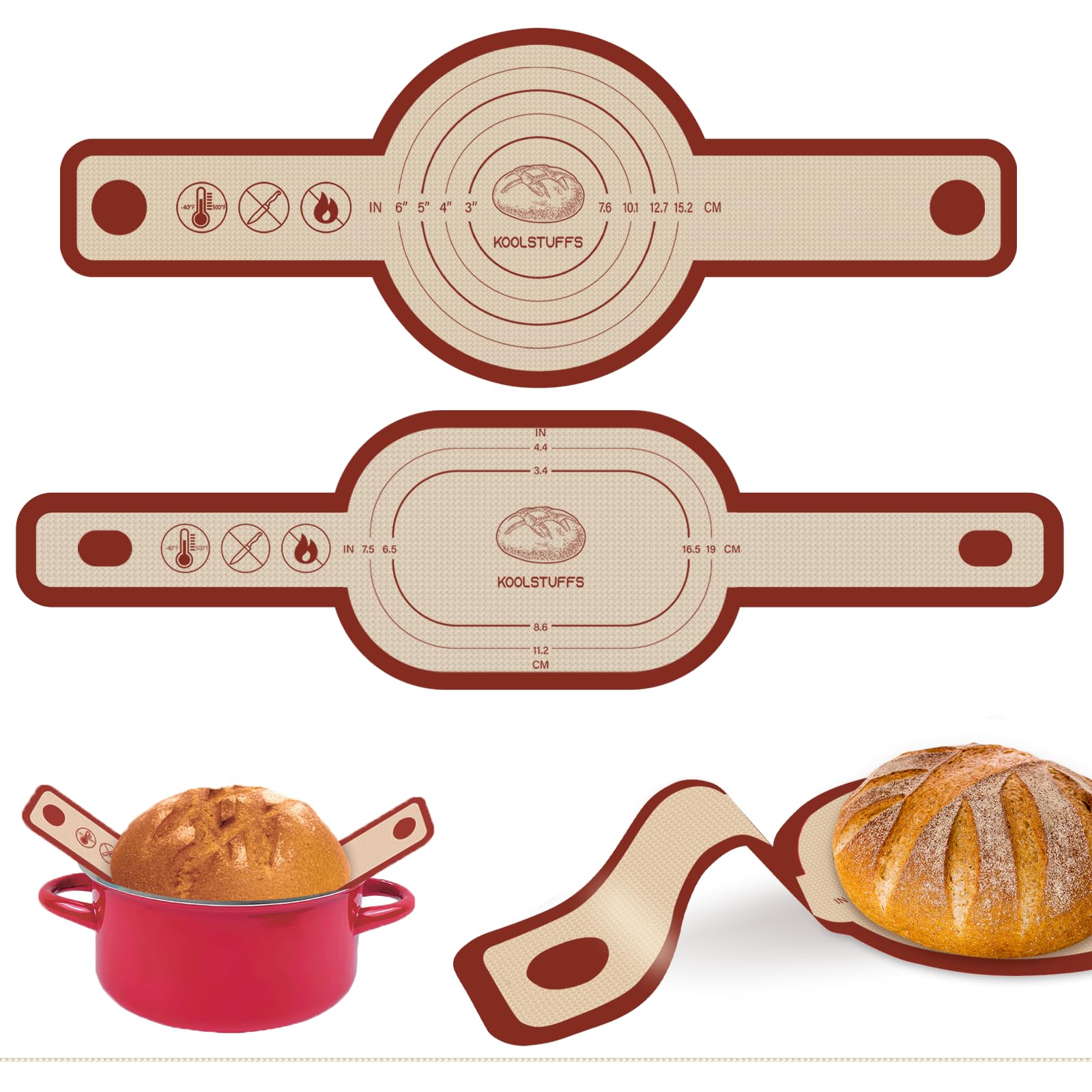 Koolstuffs silicone bread sling round red handle for easy transfer