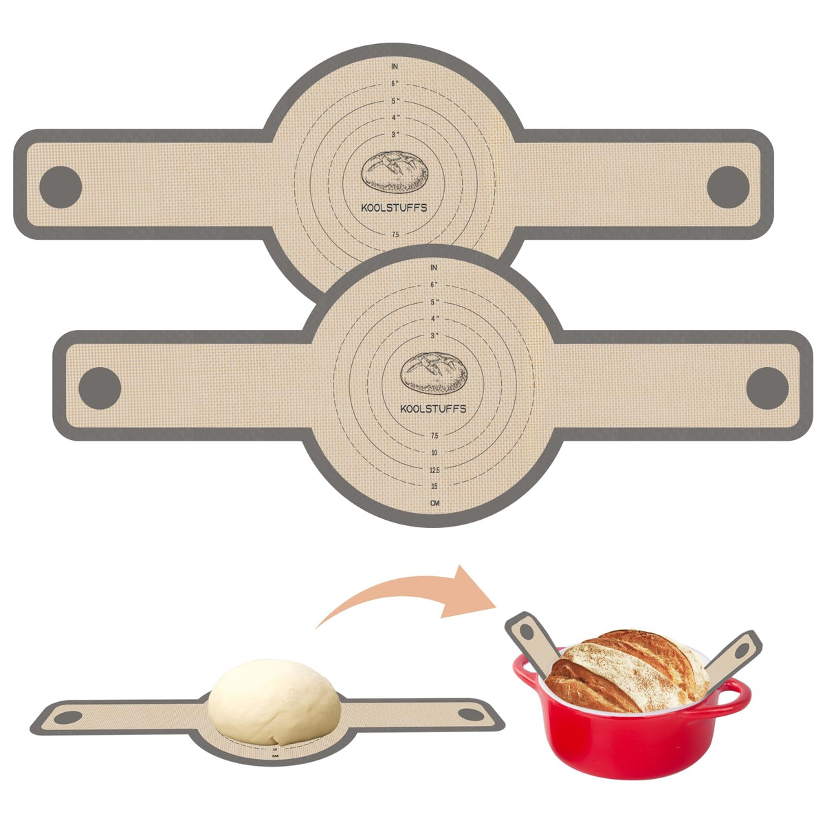 Koolstuffs bread sling round for safe handling of hot bread