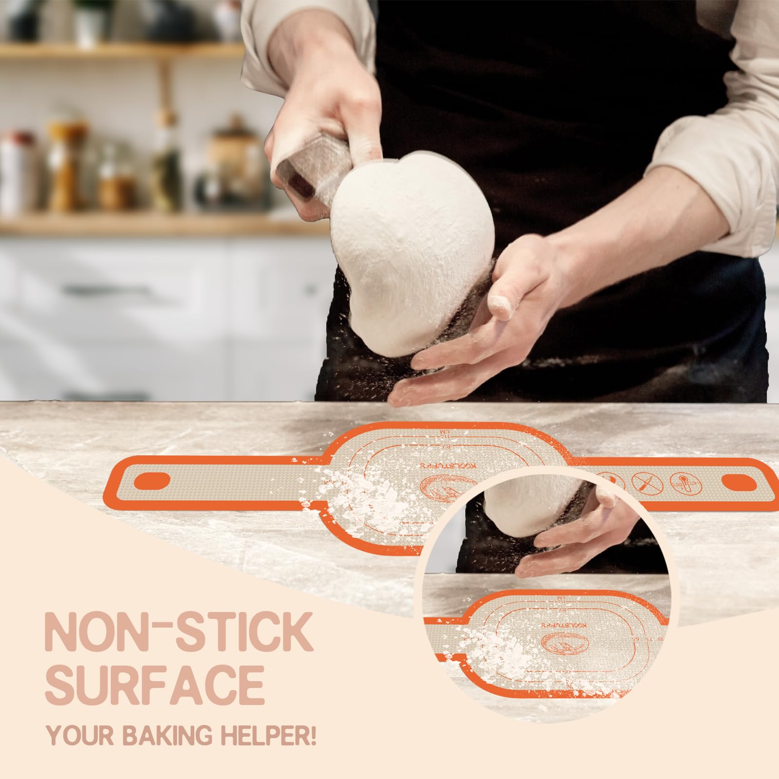 Koolstuffs silicone bread sling round showing nonstick surface and grip
