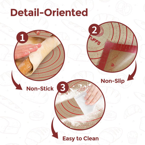 Koolstuffs silicone pastry mat red with non-stick surface for dough rolling