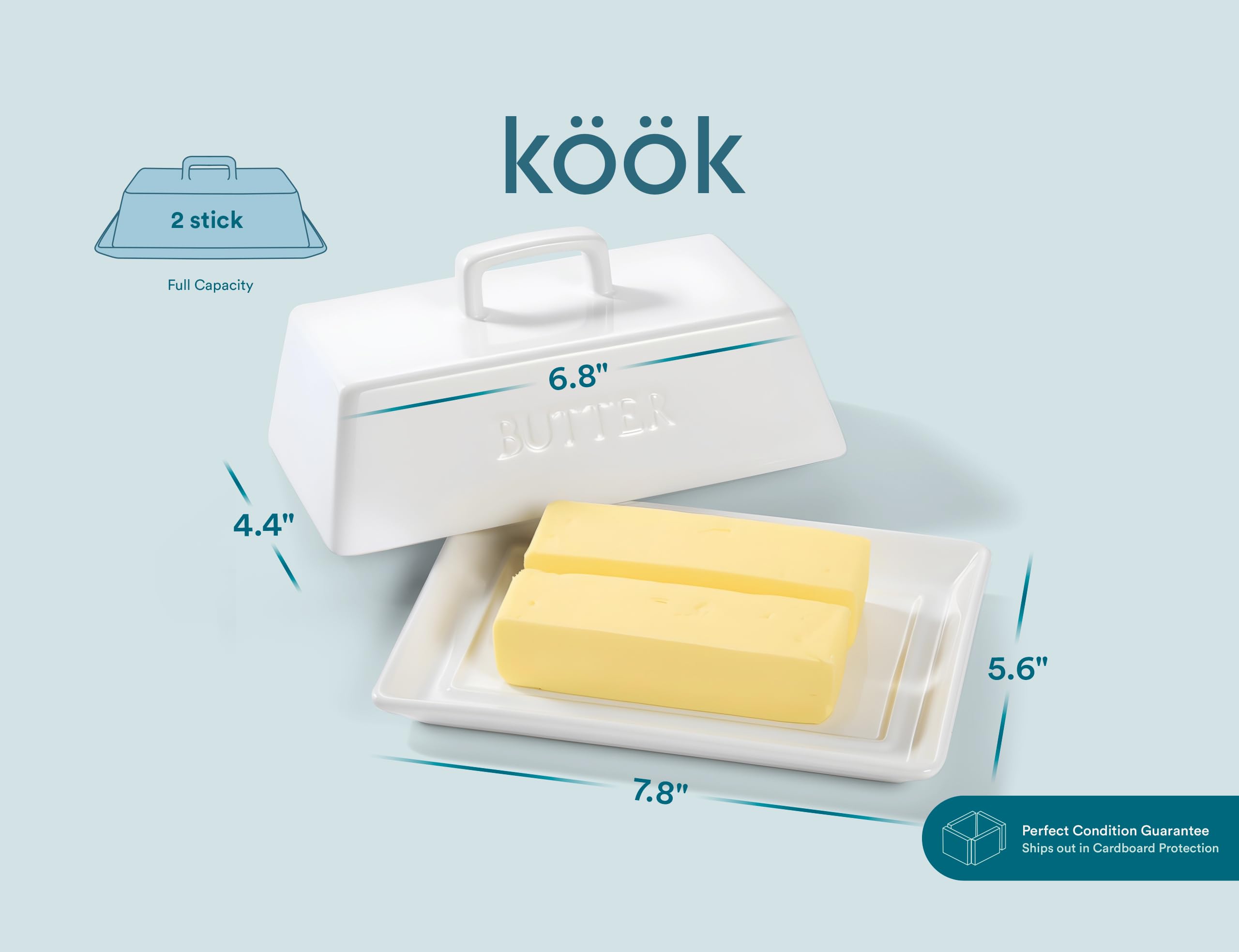 KooK butter dish is microwave-safe and dishwasher-safe for easy care.