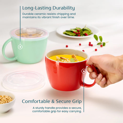 KooK 25-ounce capacity ideal for cereal, oats, soups, or coffee.