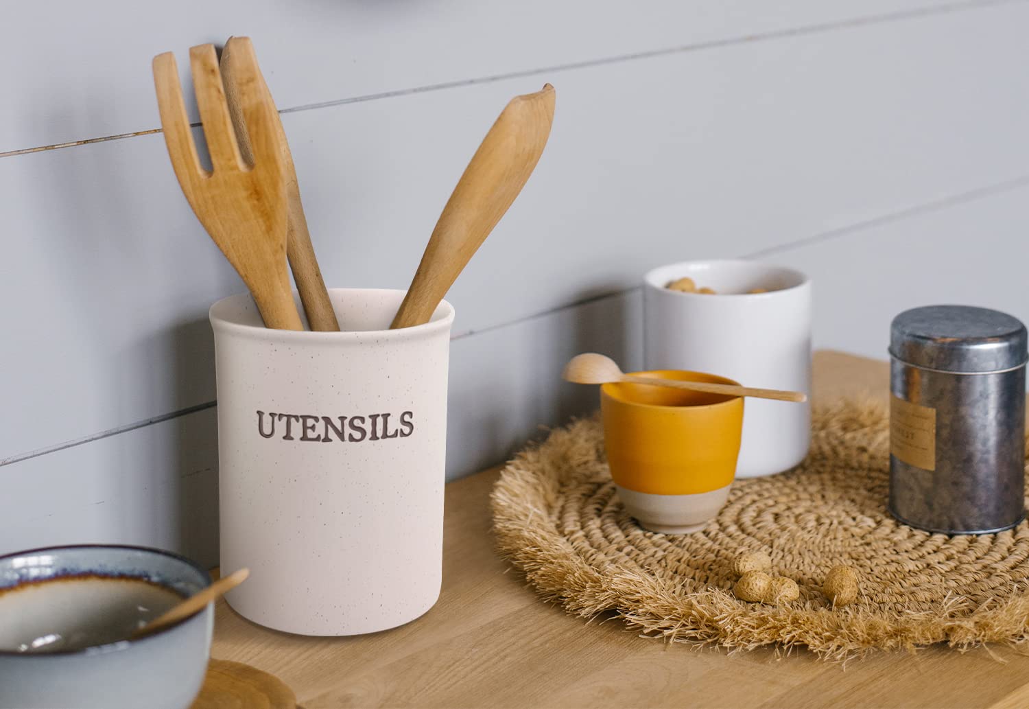 KooK cream speckled finish adds farmhouse charm to any kitchen counter