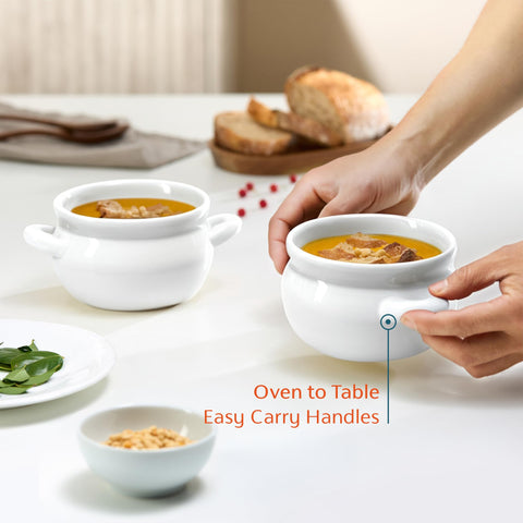 KooK French Onion Soup Crock in oven demonstrating safe bake-to-table performance