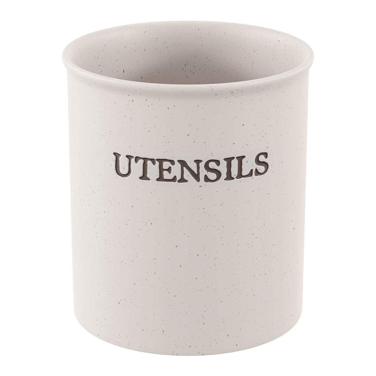 KooK large utensil crock on cream speckled ceramic keeps spoons within easy reach