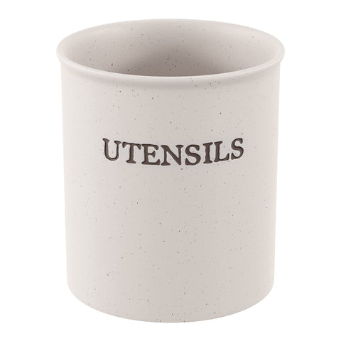 KooK large utensil crock on cream speckled ceramic keeps spoons within easy reach