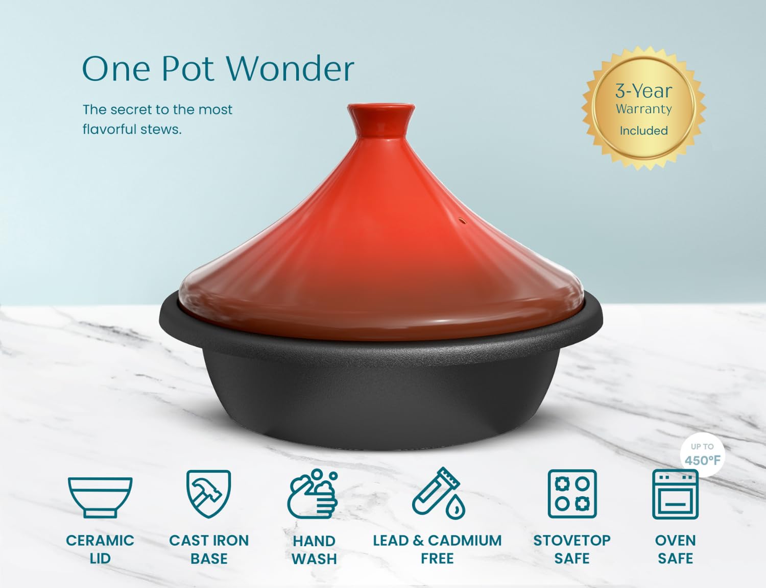 KooK enamel interior is easy to clean after simmered stews.