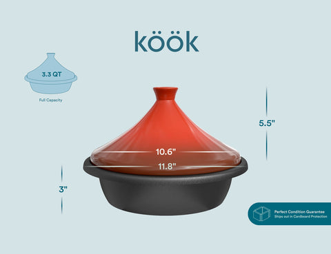 KooK crimson tagine ready to bring a flavorful stew to the table.