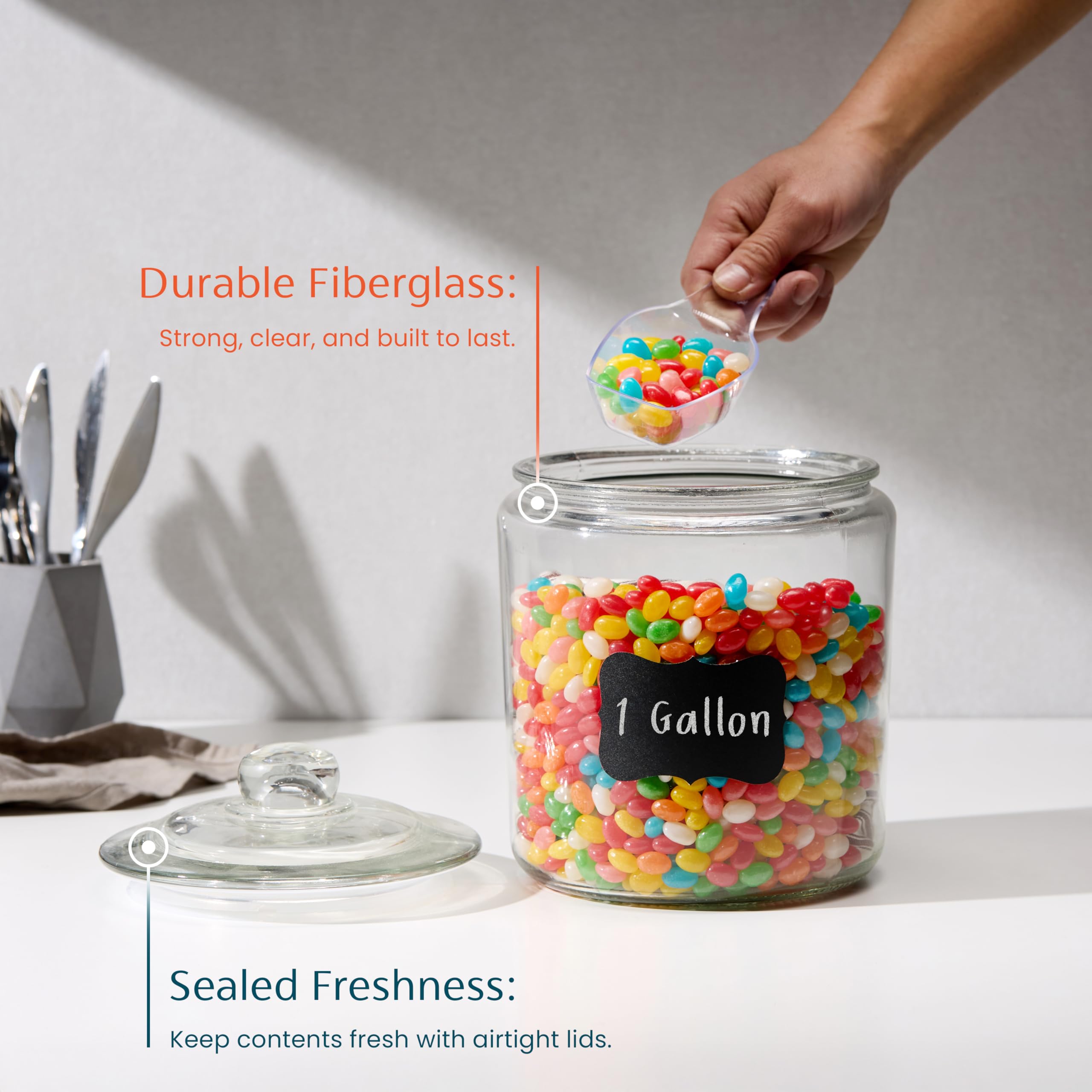 KooK pantry jars show contents clearly thanks to clear glass